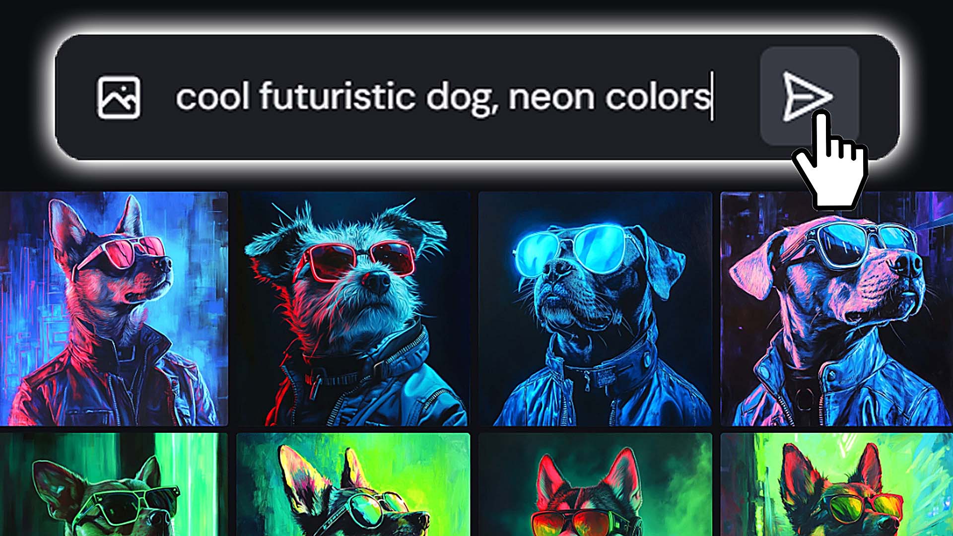 AI artwork images being generated via a text prompt.