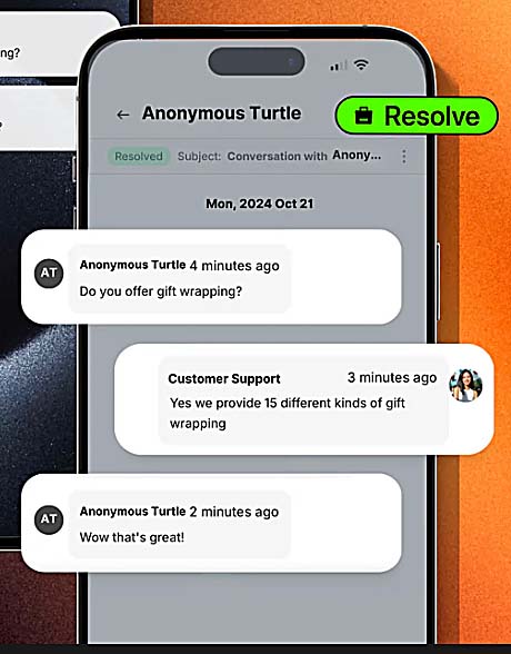 Moose AI Chatbot app for Shopify: Screenshot of example conversation with customer.