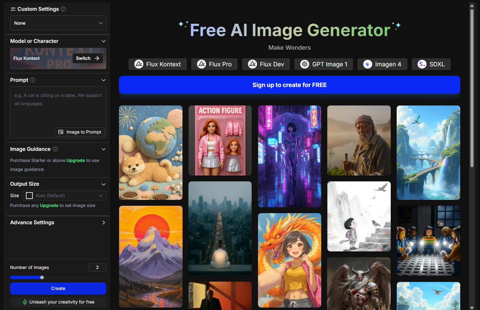 OpenArt AI image generator tool: Website screenshot.