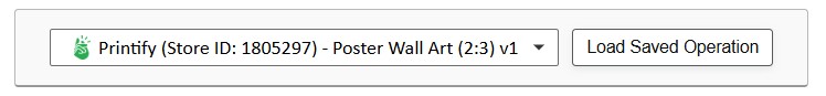 Bulk POD Product Creator interface screenshot, load saved operations section.