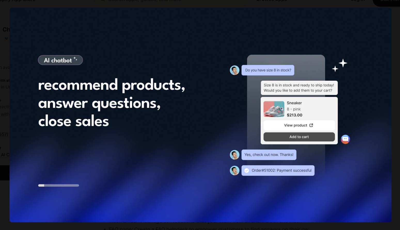 Chatty app for Shopify: AI-powered customer chatbot.