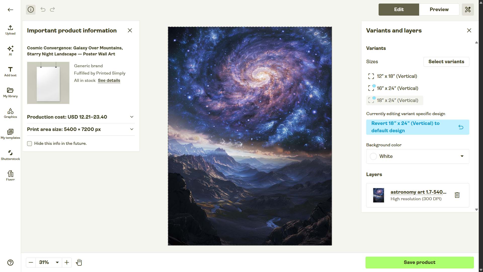 A print-on-demand product, created via the Bulk POD Product Creator.