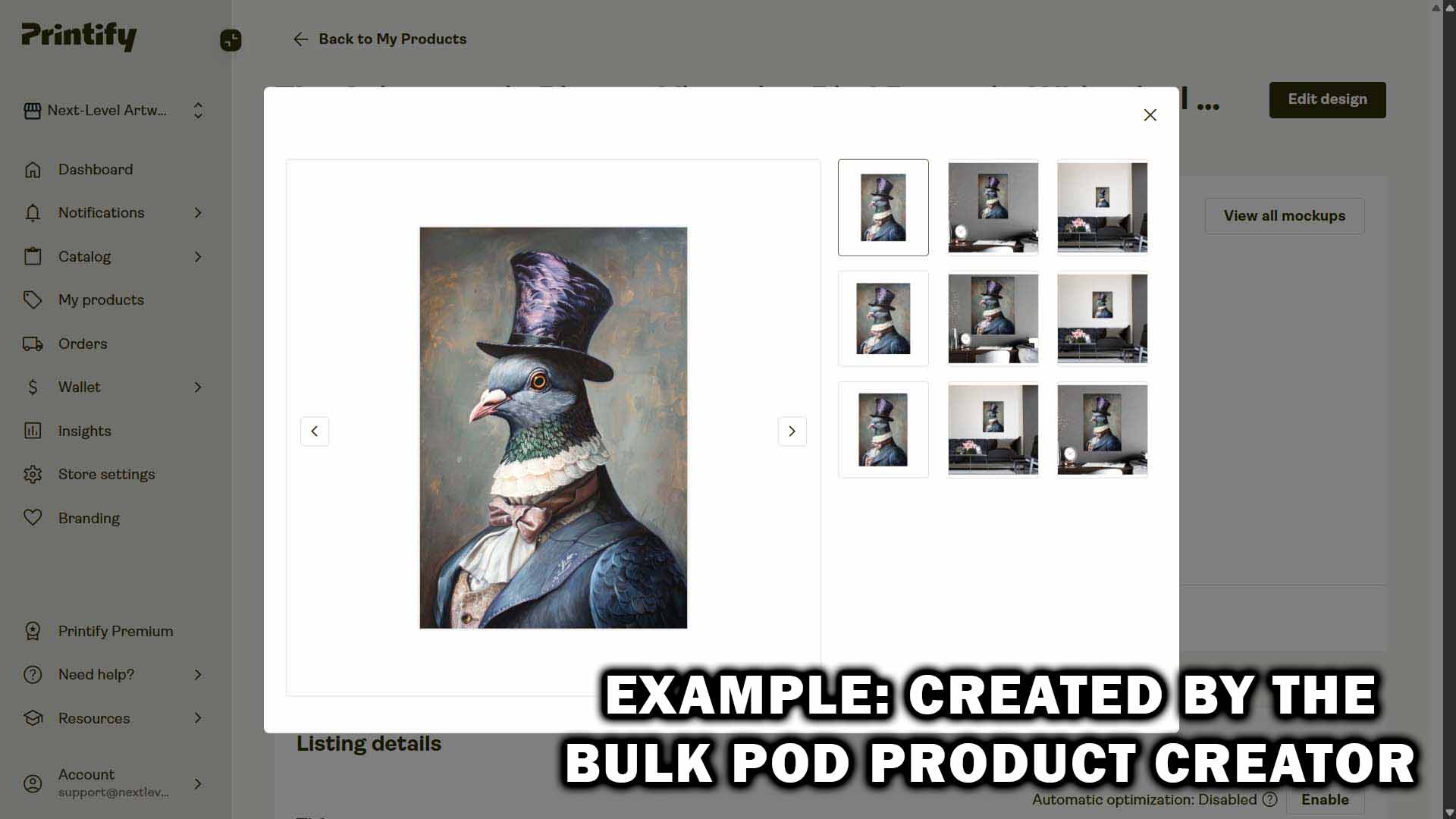 An example of an SEO-optimized print-on-demand product that was created via the Bulk POD Product Creator.