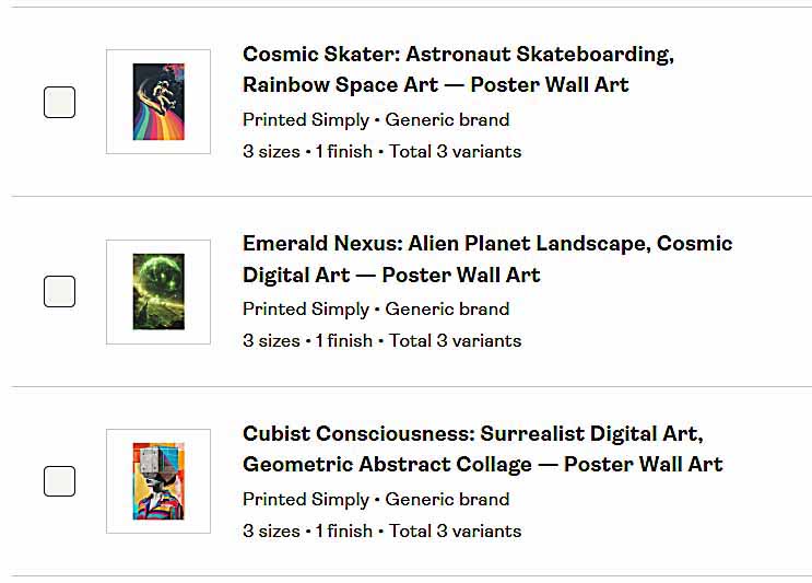 SEO-optimized print-on-demand products, created by the Bulk POD Product Creator: Examples.