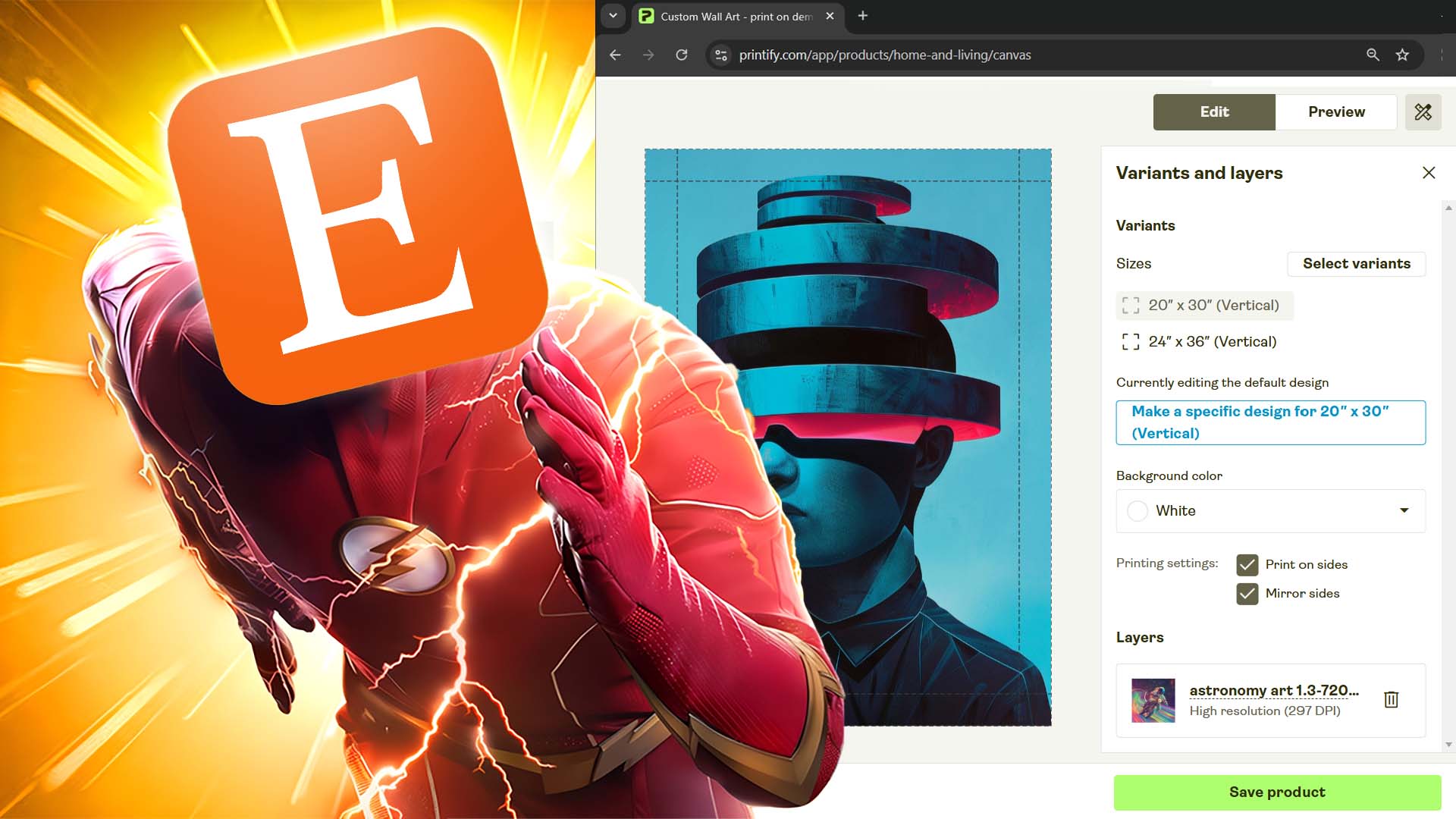 Etsy POD products being uploaded in bulk, via an extremely fast process.