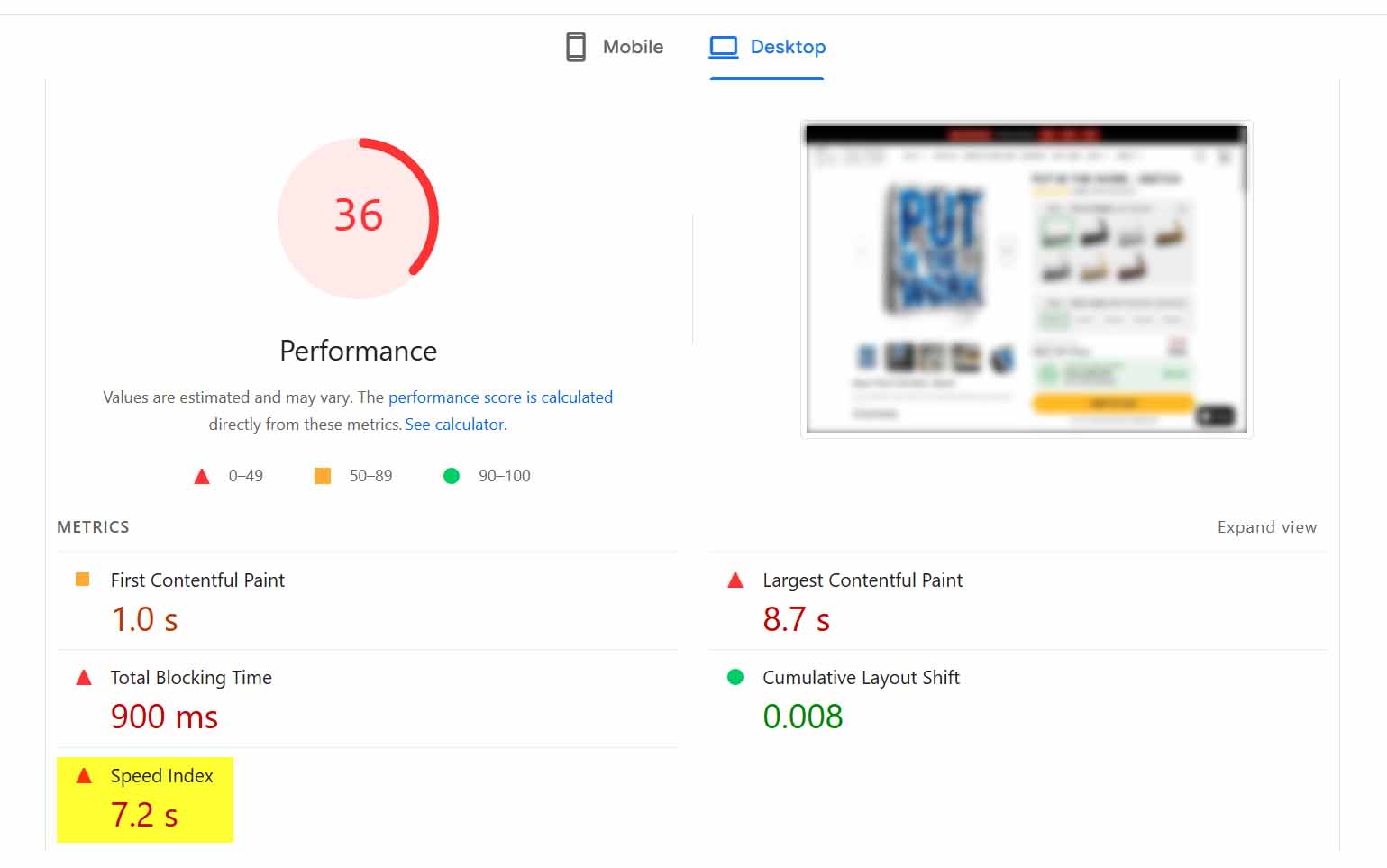 Print-on-demand store product page with very long load time.