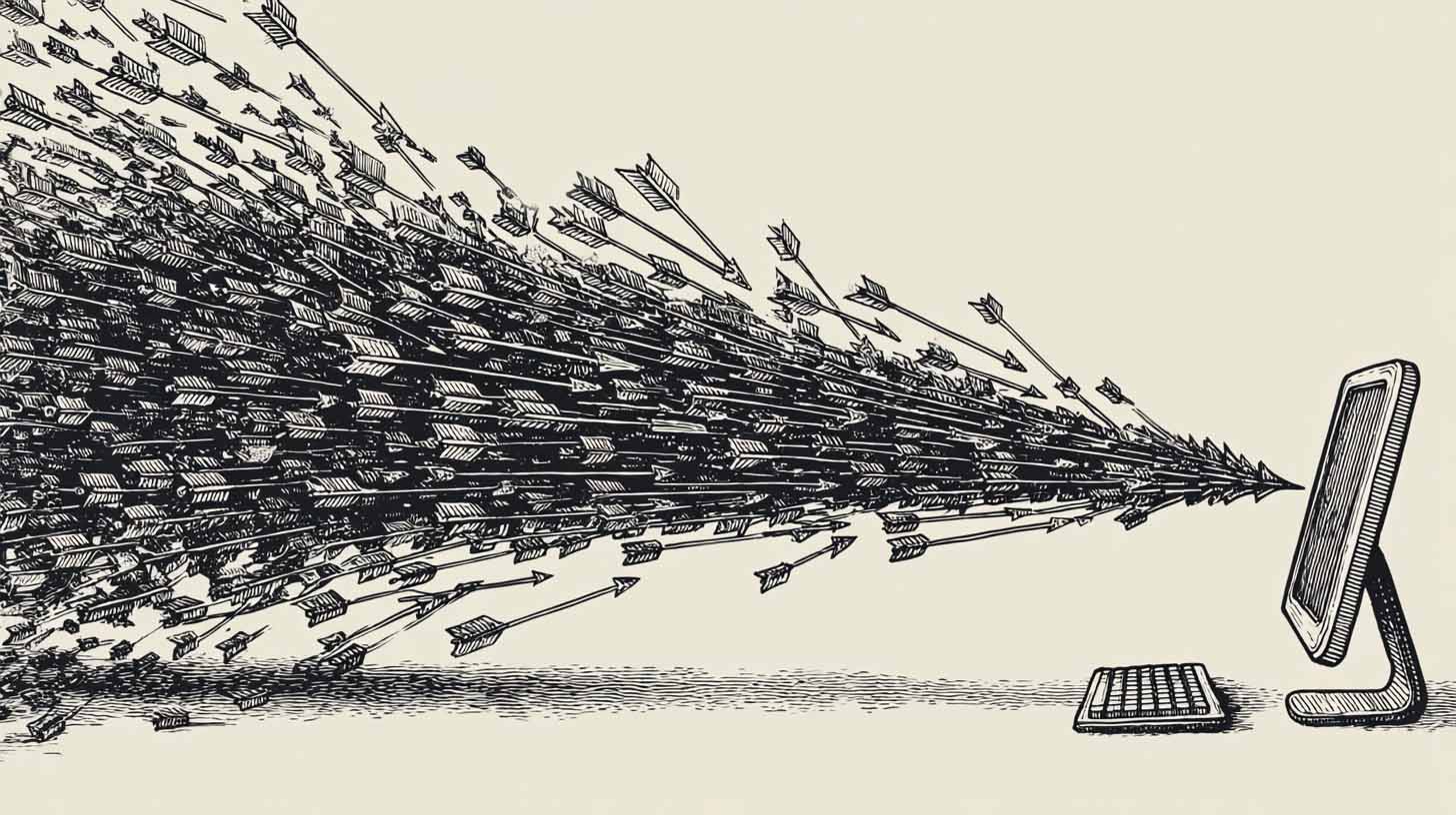 Large amount of traffic flowing into website, concept image.