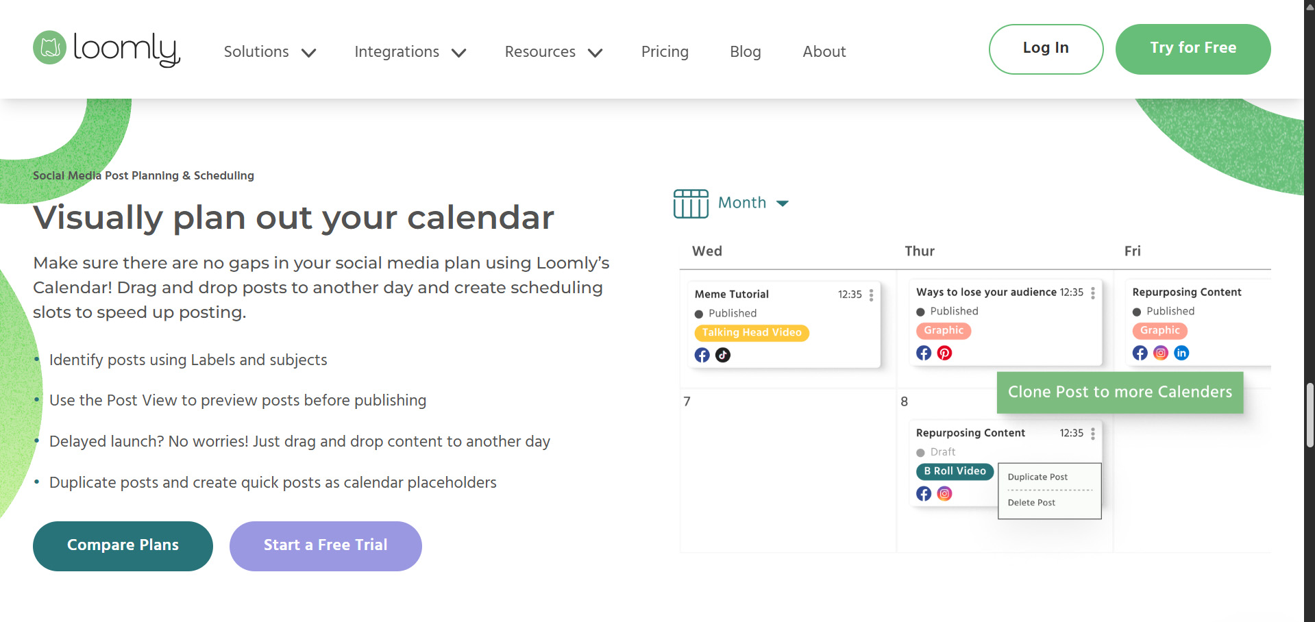 Loomly screenshot: Social media cross-posting and scheduling tool.