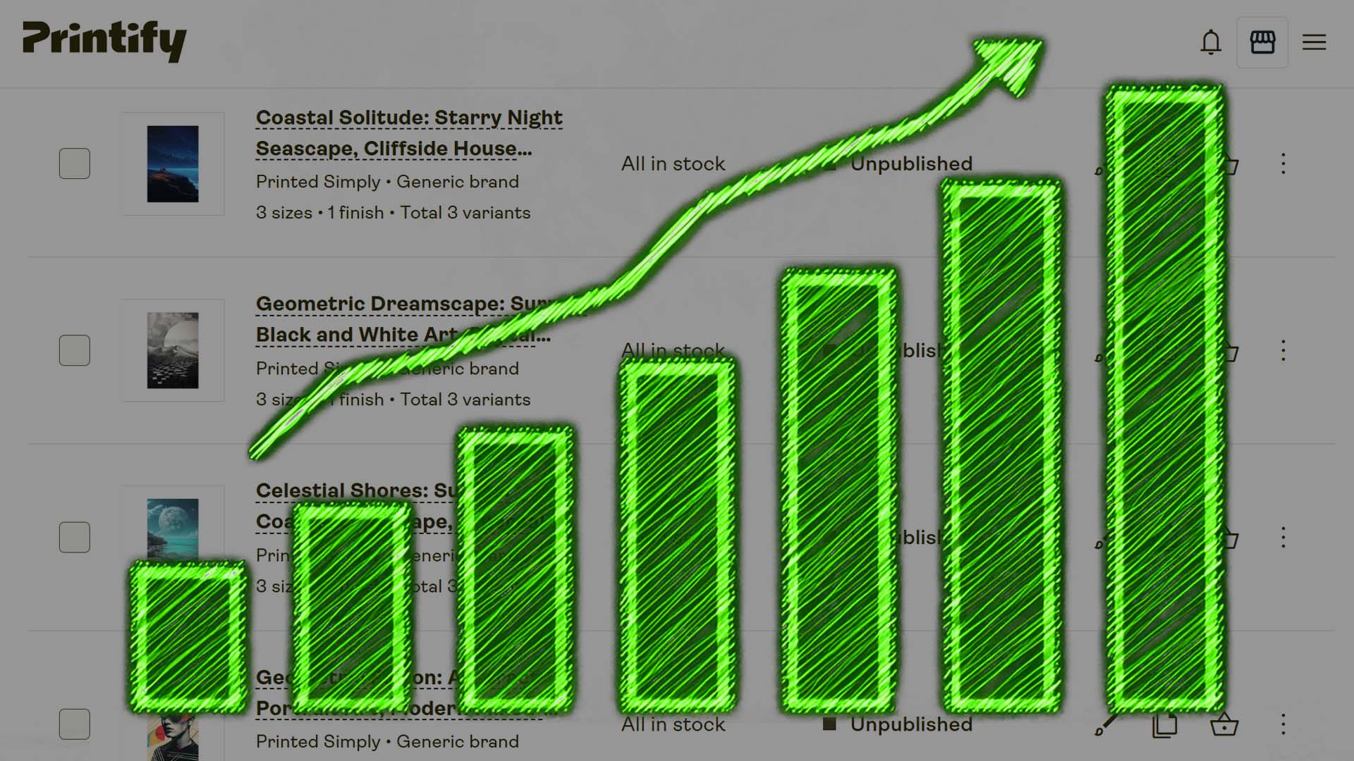 Print-on-demand store traffic increasing due to search-engine optimization.